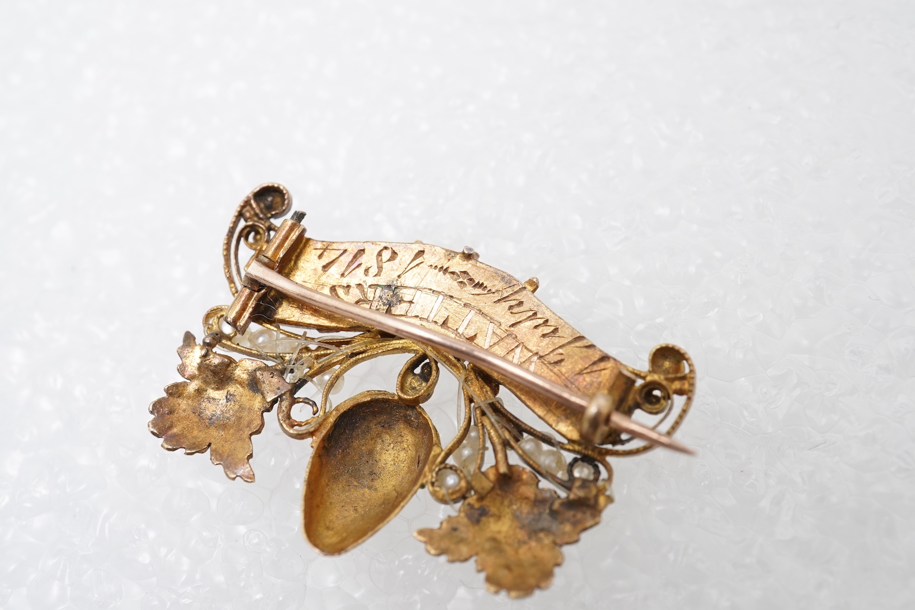 A rare George III gem-set acrostic mourning brooch, circa 1814